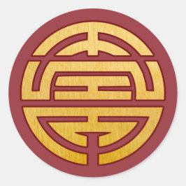 Adesivo Redondo Símbolo Chinês Shou: Longevidade