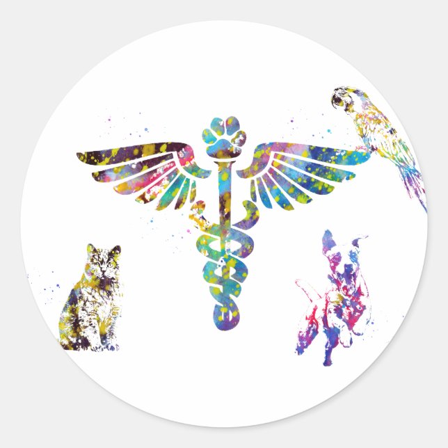 Adesivo Redondo Símbolo Clínico Veterinário (Frente)