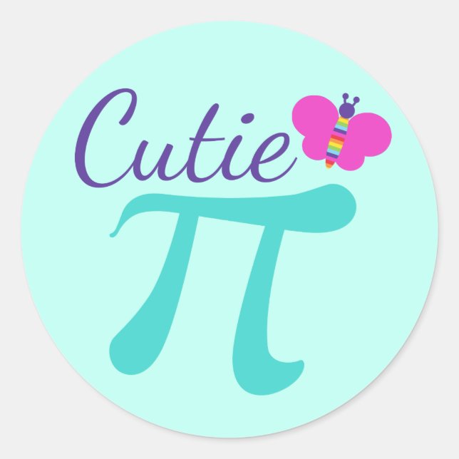Adesivo Redondo Símbolo Cutie Pi Math Pun (Frente)