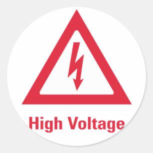 Adesivo Redondo Símbolo da alta tensão do perigo