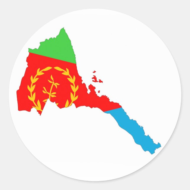 Adesivo Redondo Símbolo da bandeira eritreia forma silhueta (Frente)