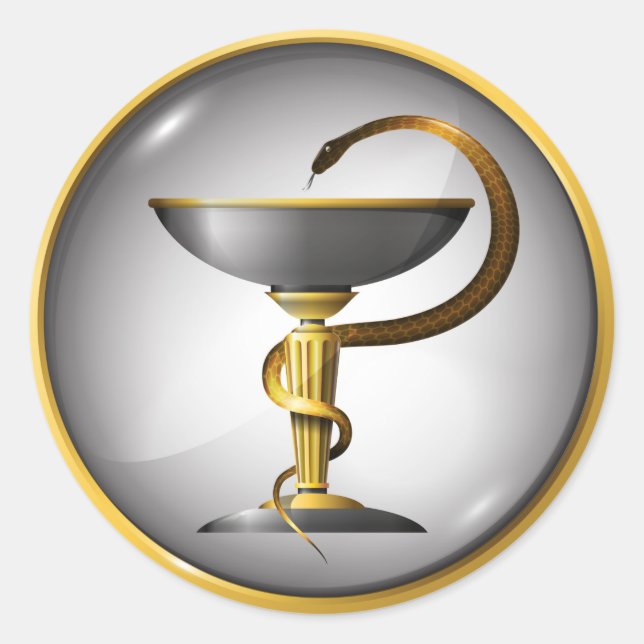 Adesivo Redondo Símbolo da cobra de medicina (Frente)