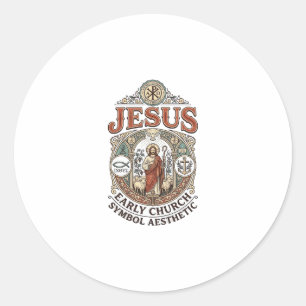 Adesivo Redondo Símbolo da Igreja Primitiva de Jesus Estética Jesu