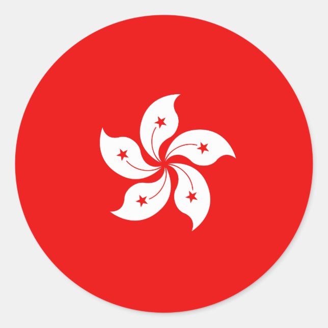 Adesivo Redondo Símbolo da Orquídea Branca da Bandeira de Hong Kon (Frente)