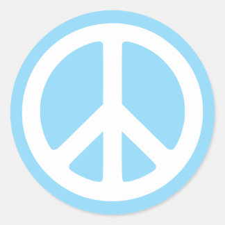 Adesivo Redondo Símbolo da Paz Azul e Branco Bebê