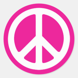 Adesivo Redondo Símbolo da Paz Rosa Escuro e Branco