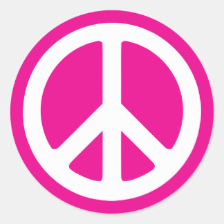 Adesivo Redondo Símbolo da Paz Rosa Escuro e Branco