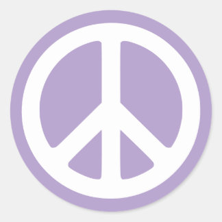 Adesivo Redondo Símbolo da Paz Roxo Claro e Branco
