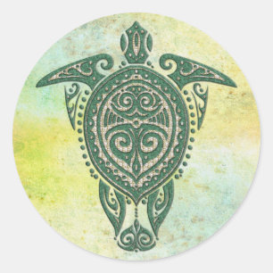 Adesivo Redondo Símbolo da tartaruga de mar de Shamanic + suas