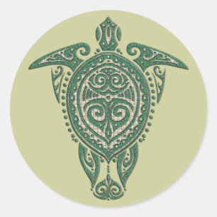 Adesivo Redondo Símbolo da tartaruga de mar de Shamanic + suas