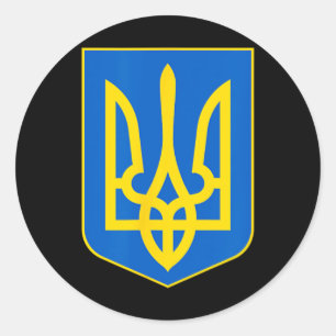 Adesivo Redondo Símbolo da Ucrânia Tryzub Patriótico Slava Ukraini