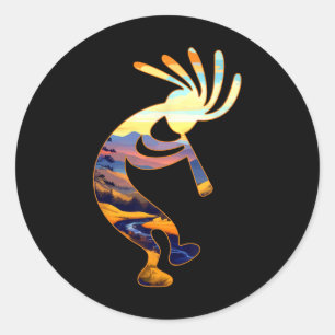 Adesivo Redondo Símbolo Dancing Kokopelli Southwestern Usa