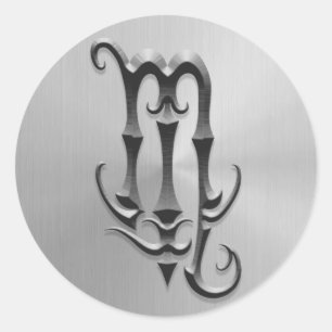 Adesivo Redondo Símbolo de aço inoxidável da Escorpião