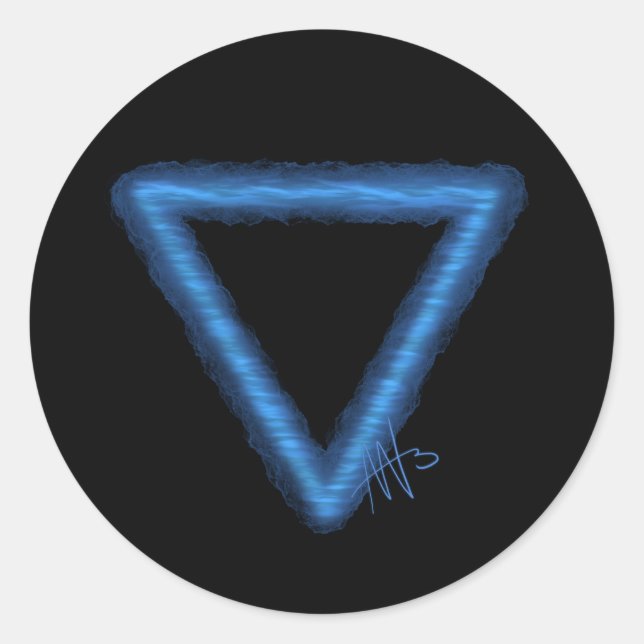 Adesivo Redondo Símbolo de Alquimia de Elemento de Água ondulada (Frente)