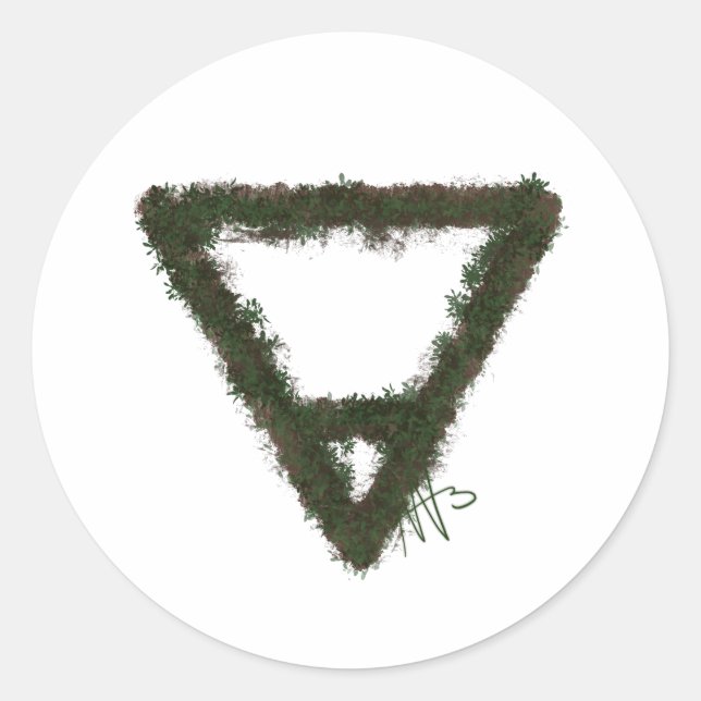 Adesivo Redondo Símbolo de Alquimia do Elemento Rocky Earth (Frente)