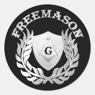 Adesivo Redondo Símbolo de alvenaria prateada