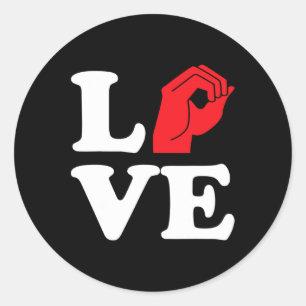Adesivo Redondo Símbolo de Amor Asl