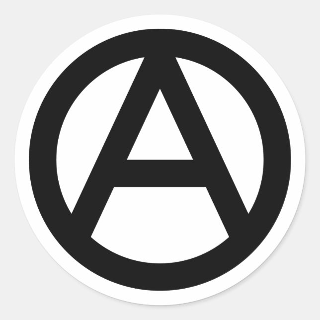Adesivo Redondo Símbolo de Anarquia NEGRA (Frente)