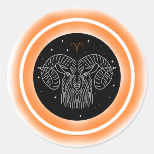 Adesivo Redondo Símbolo de Áries – Emblema Mínimo de Astrologia
