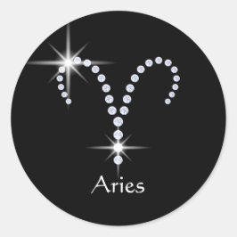 Adesivo Redondo Símbolo de Aries Sparkly Diamantes