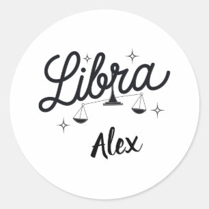 Adesivo Redondo Símbolo de Arte Zodiaca Personalizado por Libra