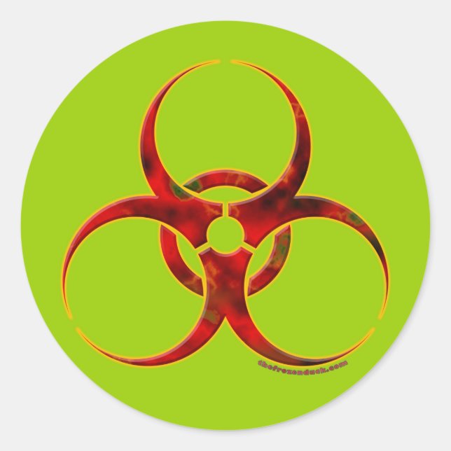 Adesivo Redondo Símbolo de aviso de perigo biológico (Frente)