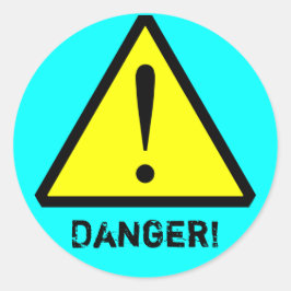 Adesivo Redondo Símbolo de Aviso Personalizável Aqua