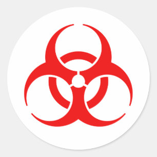 Adesivo Redondo Símbolo de Biohazard Vermelho