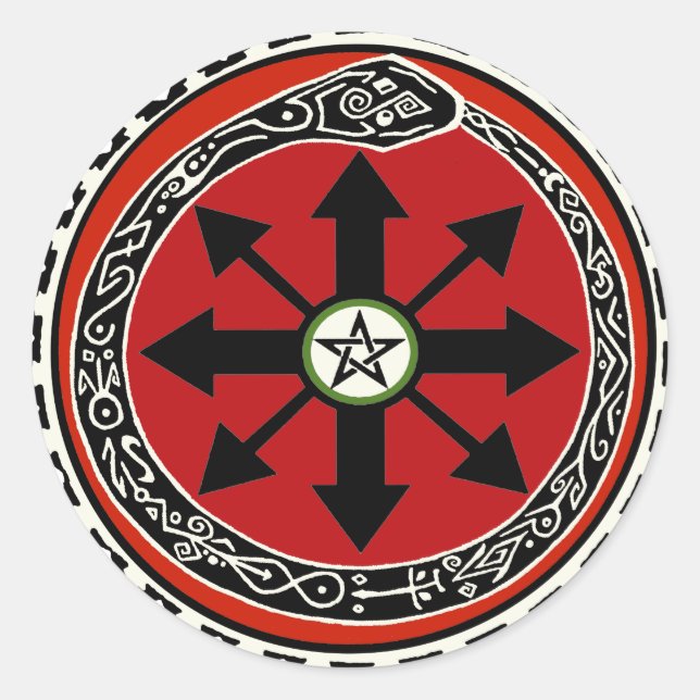 Adesivo Redondo Símbolo de Bruxaria para o Caos (Frente)