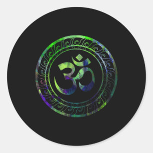 Adesivo Redondo Símbolo de Budismo Om Ohm Aum Yoga Sânscrito _1