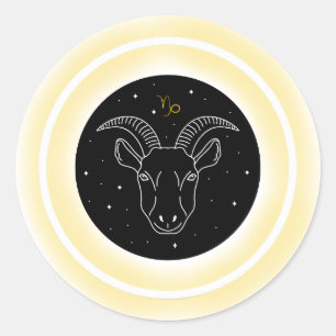 Adesivo Redondo Símbolo de Capricórnio – Emblema Mínimo de Astrono