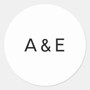 Adesivo Redondo Símbolo de Casamento Monograma Simples Preto e Bra