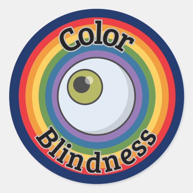 Adesivo Redondo Símbolo de Cegueira de Cores (Frente)