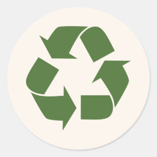 Adesivo Redondo Símbolo de Eco Amigável de Reciclagem e Reutilizaç