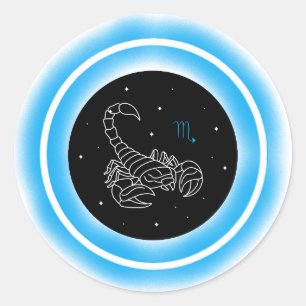 Adesivo Redondo Símbolo de Escorpião – Emblema Mínimo de Astrologi