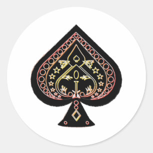 Adesivo Redondo Símbolo de Espadas: Laranja & Vermelho: