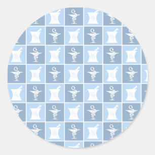 Adesivo Redondo Símbolo de farmácia   Farmacêutico   Farmácia técn