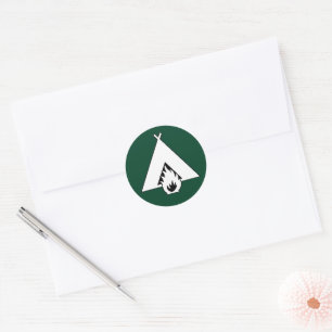 Adesivo Redondo Símbolo de Fogueira e Tenda