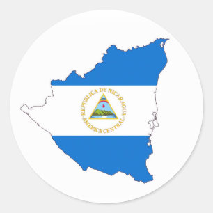 Adesivo Redondo símbolo de forma do mapa de bandeira de nicaragua