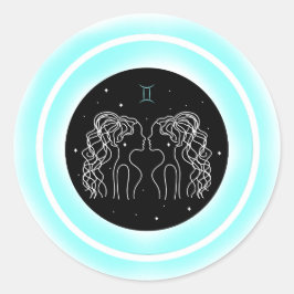Adesivo Redondo Símbolo de Gêmeos – Emblema Mínimo de Astrologia