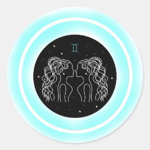 Adesivo Redondo Símbolo de Gêmeos – Emblema Mínimo de Astrologia