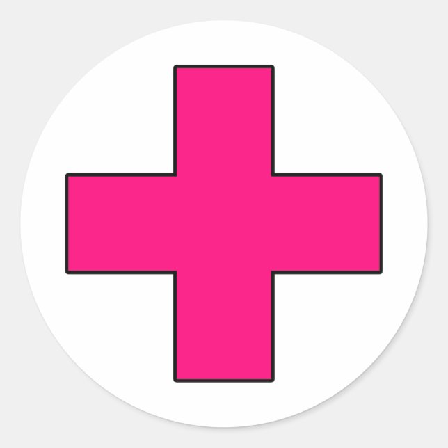 Adesivo Redondo Símbolo de Guarda de salvamento médico-cruzado (Frente)