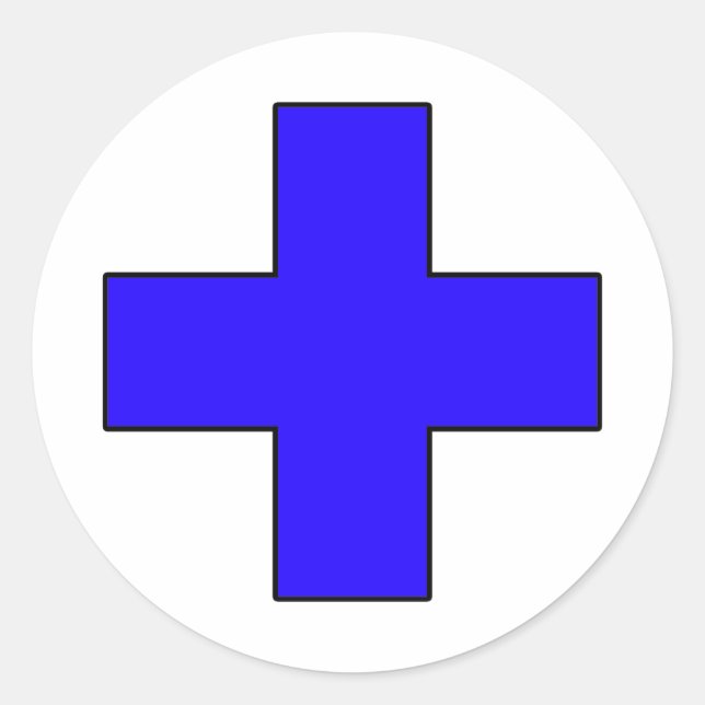 Adesivo Redondo Símbolo de Guarda de salvamento médico-cruzado (Frente)