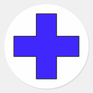 Adesivo Redondo Símbolo de Guarda de salvamento médico-cruzado
