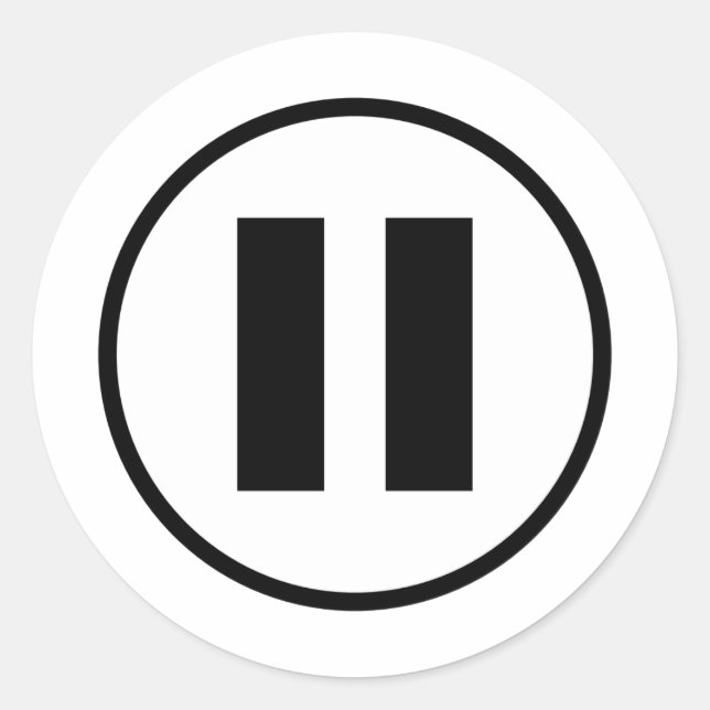 Adesivo Redondo Símbolo de Ícone do Botão de Pausa Personalizável (Frente)