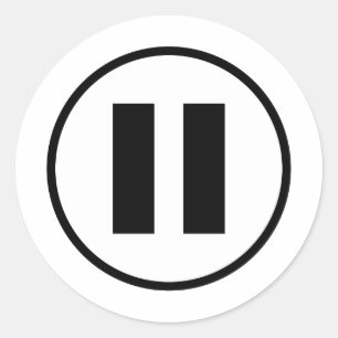 Adesivo Redondo Símbolo de Ícone do Botão de Pausa Personalizável