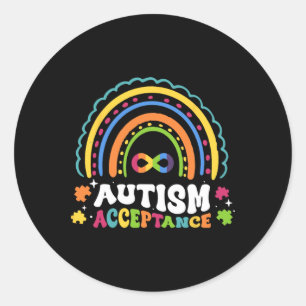 Adesivo Redondo Símbolo de Infinito do Autismo Arco-íris Homens Mu