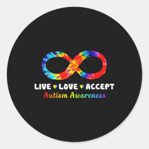 Adesivo Redondo Símbolo de Infinito Tie Dye Viva Amor Aceite Autis