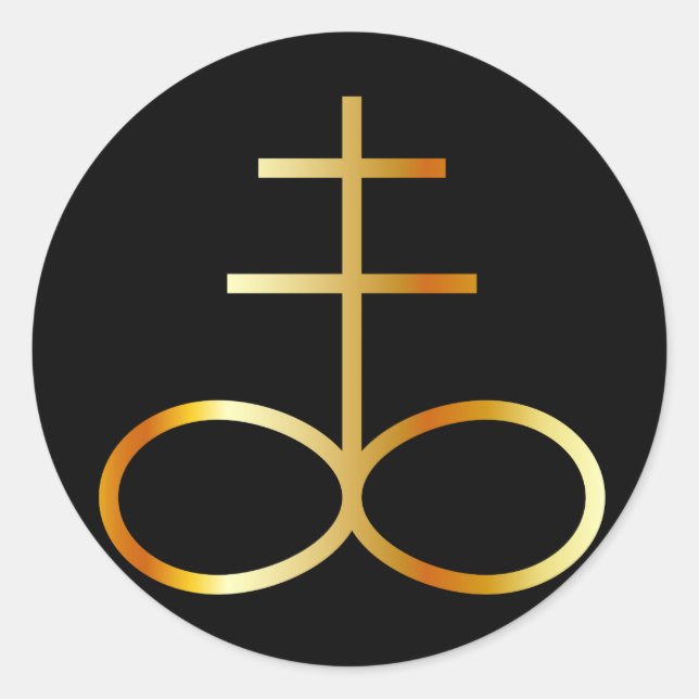 Adesivo Redondo Símbolo de Leviathan Cross ou Sulfur de ouro (Frente)