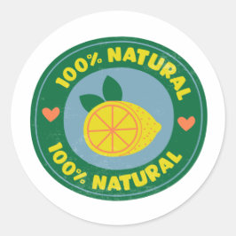 Adesivo Redondo Símbolo de limão natural a 100% Botão